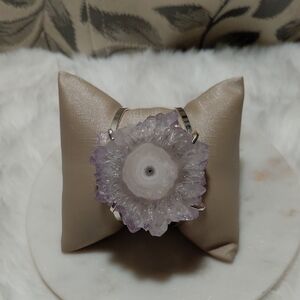 Elegant Silver and Purple Geode Bracelet